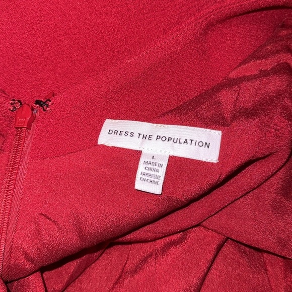 NWOT DRESS THE POPULATION LIVIA GARNET RED FIT & FLARE DRESS sz L - Picture 2 of 6